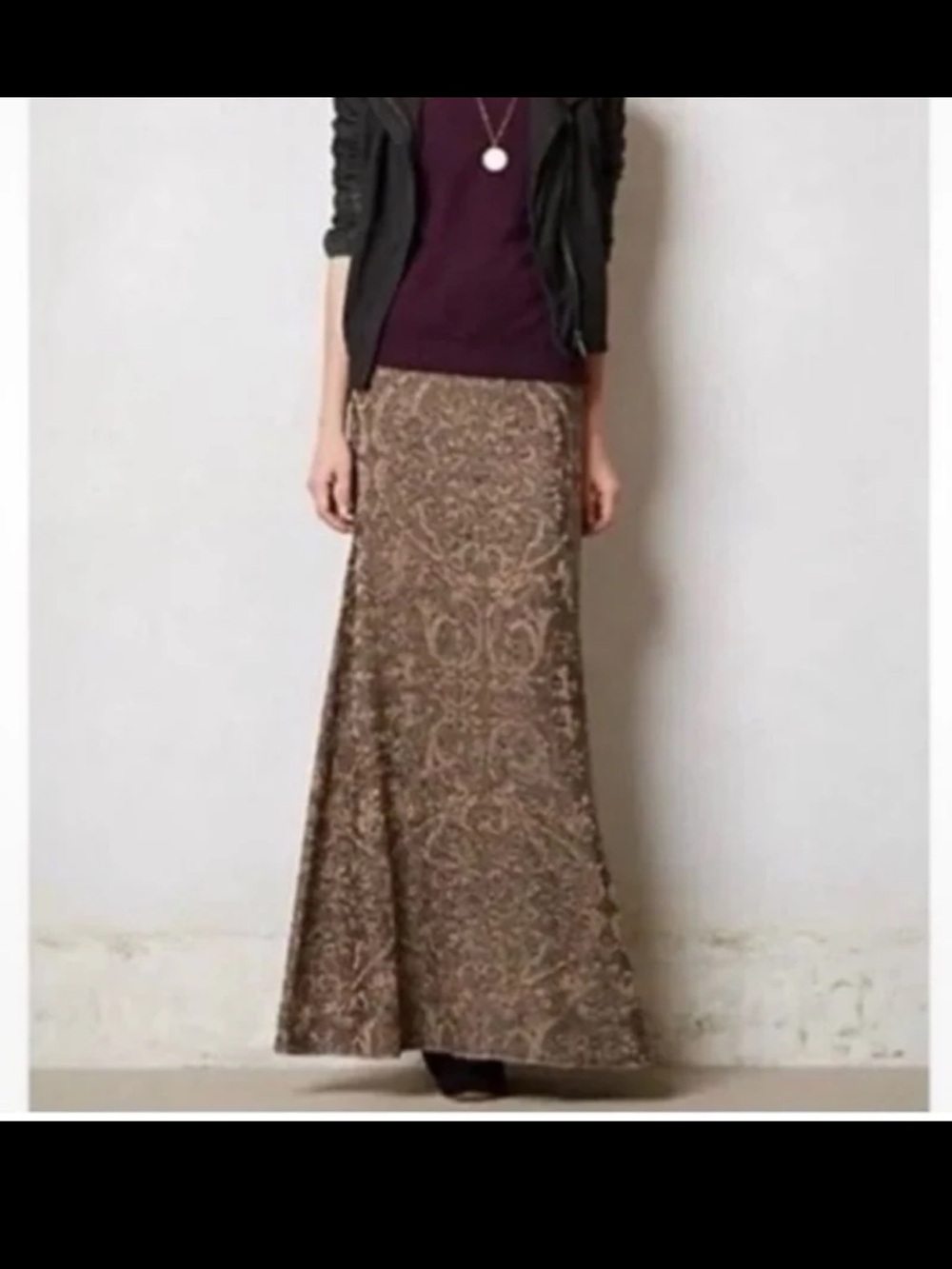 Anthropologie CECILIA PRADO Gold Metallic Maxi Skirt Size Medium